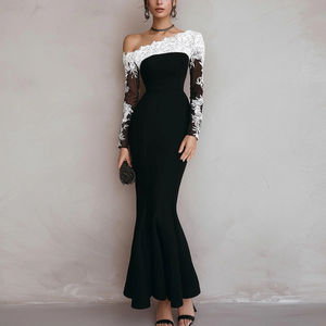 Zoruli Chic Long Sleeve Color Block Maxi Dress