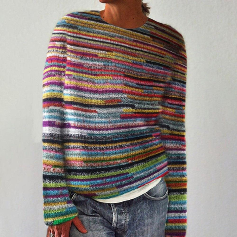 Zoruli Unique Striped Long Sleeve Sweater