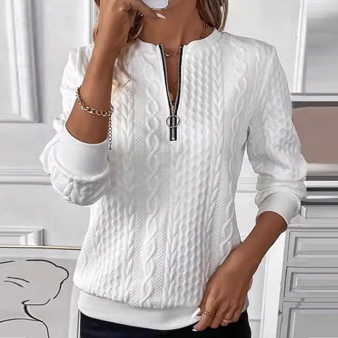 Zoruli White Long Sleeve Plain Top