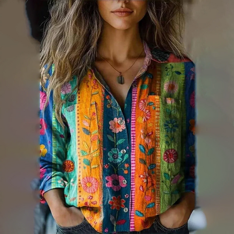 Zoruli Unique Floral Print Collared Shirt