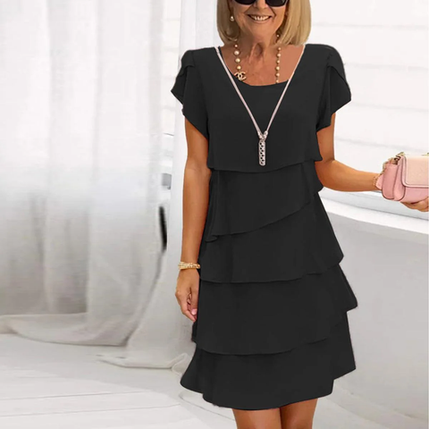 Zoruli Basic Short Sleeve Plain Mini Dress