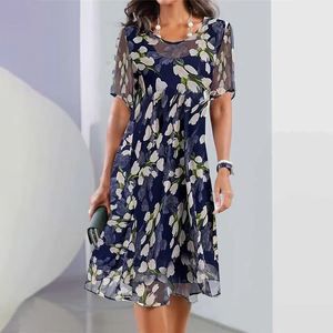 Zoruli Blue Short Sleeve Midi Dress