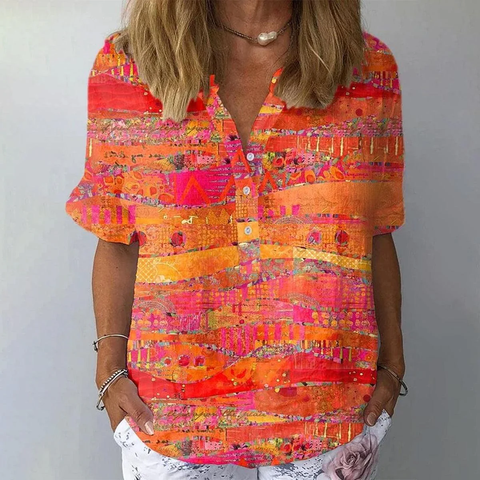 Zoruli Showy Orange Short Sleeve Top
