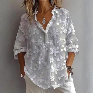 Zoruli Grey V-Neck 3/4 Sleeve Top