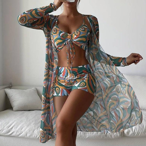Zoruli Abstract Print Sleeveless Swimwear