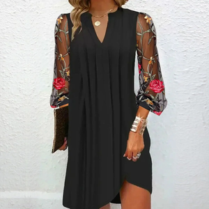 Zoruli Elegant V-Neck Sheer Sleeve Mini Dress