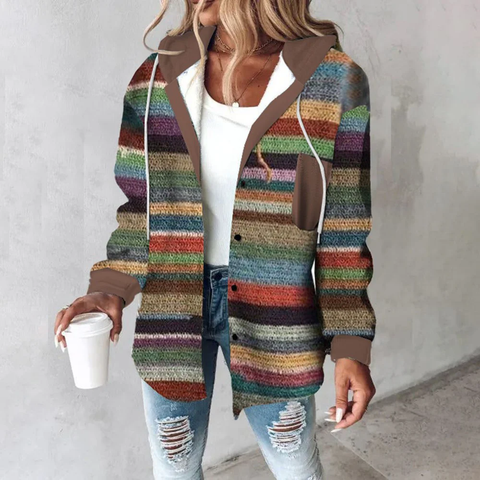 Zoruli Classy Print Hoodie Outerwear