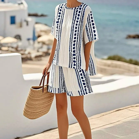 Zoruli Comfy Round Neck Short Sleeve Two Piece Set