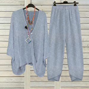 Zoruli Blue Striped Two Piece Set