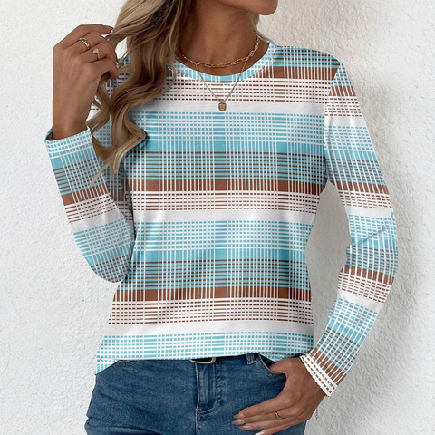 Zoruli Breezy Long Sleeve Striped Print Top