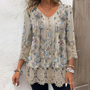 Zoruli Apricot Long Sleeve Print Top