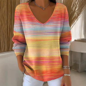 Zoruli Elegant V-Neck Long Sleeve Top