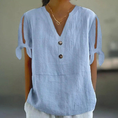 Zoruli Unique Split Sleeve Blue Top