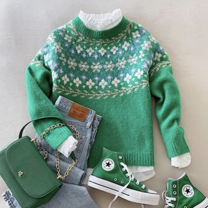 Zoruli Fresh Green Long Sleeve Sweater