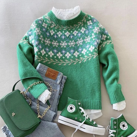 Zoruli Fresh Green Long Sleeve Sweater