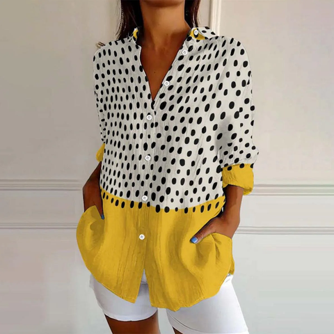 Zoruli Unique Polka Dot Print Long Sleeve Shirt