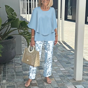 Zoruli Blue 3/4 Sleeve Two Piece Set