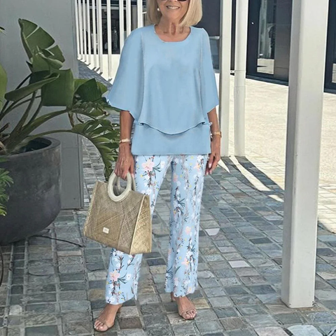 Zoruli Stylish Round Neck Two Piece Set