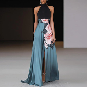 Zoruli Sexy Halter Sleeveless Maxi Dress