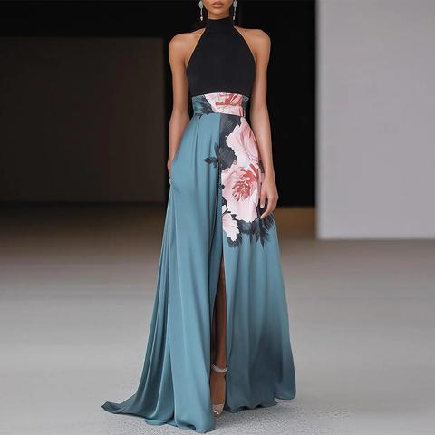 Zoruli Sexy Halter Sleeveless Maxi Dress