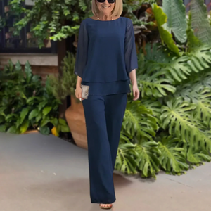 Zoruli Classy 3/4 Sleeve Plain Two Piece Set