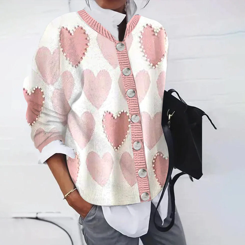 Zoruli Pink Print Long Sleeve Sweater