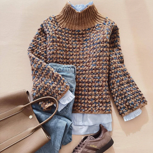 Zoruli Special Mock Neck Tan Sweater