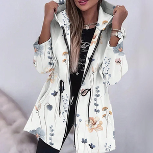 Zoruli Stylish Floral Print Hoodie Outerwear