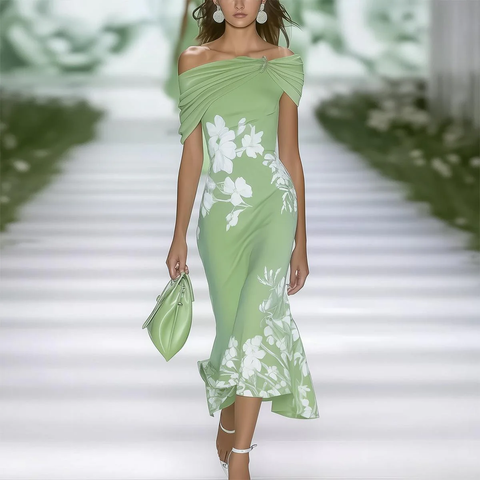 Zoruli Fresh Short Sleeve Green Maxi Dress