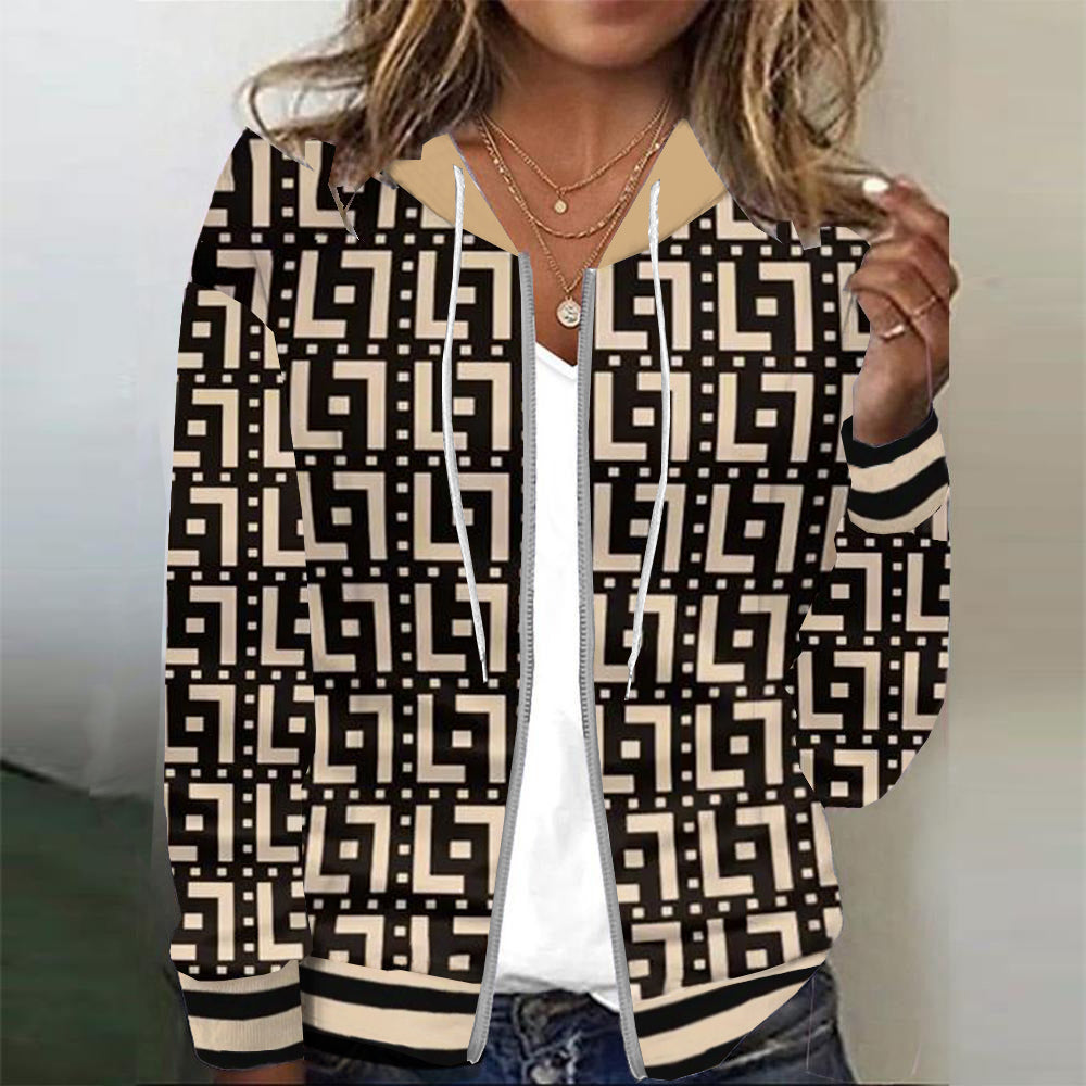 Zoruli Abstract Print Long Sleeve Outerwear