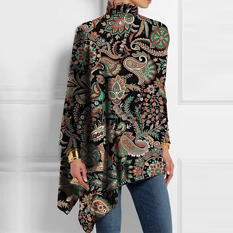Zoruli Abstract Print High Neck Top
