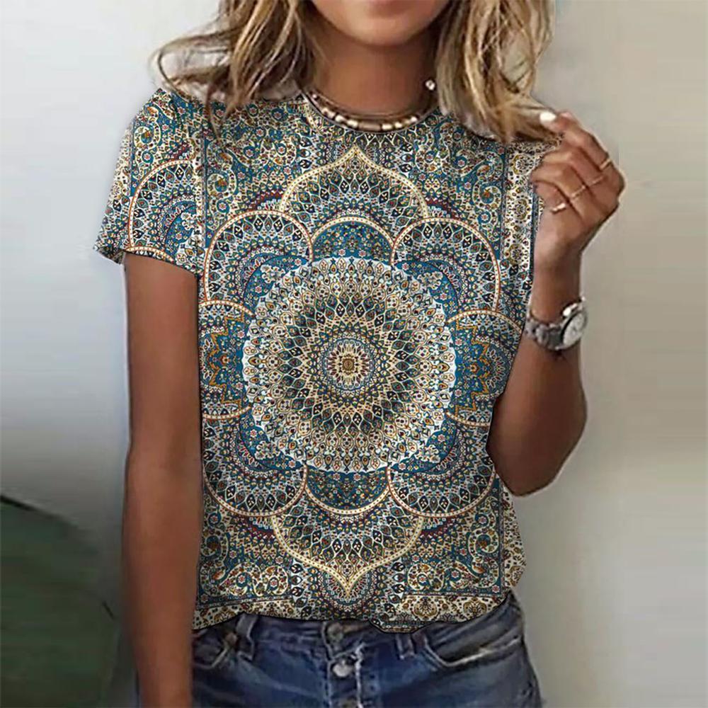 Zoruli Abstract Short Sleeve Print Top