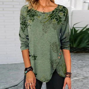 Zoruli Aloha Green Floral Uneven Hem Top