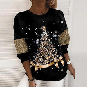 Zoruli A Glam Christmas Luxe Gold Print Starry Christmas Top