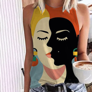 Zoruli Abstract Print Sleeveless Tank Top