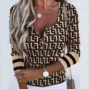Zoruli Abstract Print Long Sleeve Top