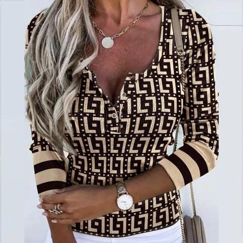 Zoruli Abstract Print Long Sleeve Top