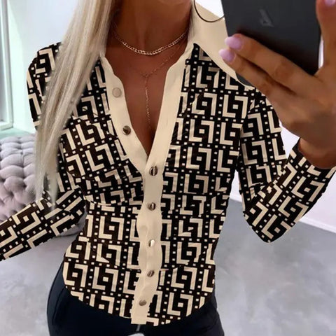 Zoruli Abstract Print Long Sleeve Top