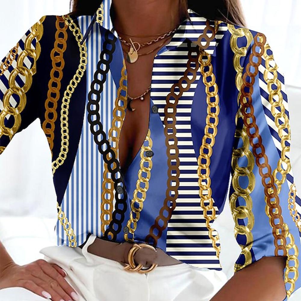 Zoruli Abstract Chain Print Long Sleeve Shirt