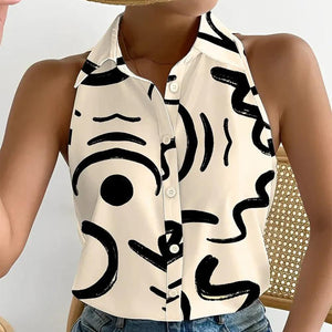 Zoruli Abstract Print Sleeveless Top