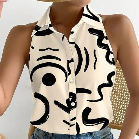 Zoruli Abstract Print Sleeveless Top